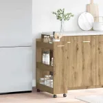 Dulap cu roata stejar artizanal 60 x 22 x 79 cm Lemn compozit GartenMobel Dekor