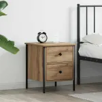 Noptieră stejar artizanal 40 x 42 x 50 cm Lemn compus și metal GartenMobel Dekor