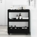 Trolley pentru Depozitare Îngust Stejar Negru 60 x 18 x 70 cm GartenMobel Dekor