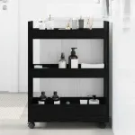 Trolley pentru Depozitare Îngust Stejar Negru 60 x 22 x 80 cm GartenMobel Dekor