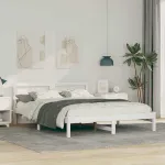 Cadru de pat cu headboard Alb 140 x 200 cm Lemn de pin masiv GartenMobel Dekor