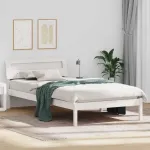 Cadru de pat cu headboard Alb 90 x 190 cm Lemn de pin masiv GartenMobel Dekor