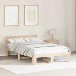 Cadru de pat natural 120 x 190 cm Lemn de pin masiv GartenMobel Dekor