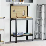 Bănci de lucru cu raft Negru 81 x 41 x 145 cm Lemn compozit GartenMobel Dekor