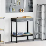 Bănci de lucru cu sertar Negru 81 x 41 x 145 cm Lemn compozit GartenMobel Dekor