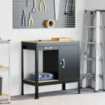 Bănci de lucru cu sertar Negru 81 x 41 x 145 cm Lemn compozit GartenMobel Dekor