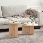 Masă de cafea 2 pcs natural Lemn masiv de pin GartenMobel Dekor