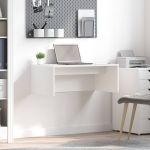 Birou montat pe perete Alb 80 x 45 x 30 cm Lemn compozit GartenMobel Dekor