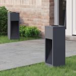 Lampa de parcurs LED solar 2 pcs Antracit Oțel laminat la rece GartenMobel Dekor