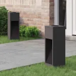 Lampa de parcurs LED solar 2 pcs Negru Oțel laminat la rece GartenMobel Dekor