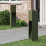 Lampa de parcurs LED solar 2 pcs Verde măsliniu GartenMobel Dekor