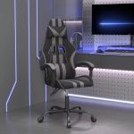 Scaun de gaming pivotant, negru și gri, piele ecologică GartenMobel Dekor