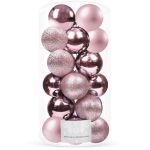 Set globuri de Craciun, 20 bucati, 3 modele, 4cm, roz Household NewTrend