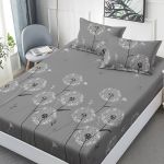 Husa de pat Finet + 2 fete de perna, pentru saltea de 160x200 cm, Papadii gri Relax KipRoom