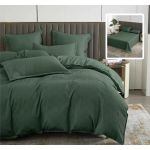 Lenjerie de pat 6 piese, Natur Uni Baroque, cearceaf pat clasic, cearceaf pilota 200x230, 2 fete perna 50x70, 2 fete perna 70x70, Verde Relax KipRoom