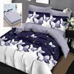 Lenjerie de pat finet 6 piese, cearceaf pat cu elastic, cearceaf pilota 200x230, 2 fete perna 50x70, 2 fete perna 70x70, Extra, Flori Crem Relax KipRoom