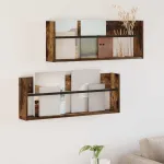 Raft pentru reviste 2 pcs Stejar fumuriu 80 x 12 x 30 cm GartenMobel Dekor