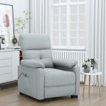 Fotoliu rabatabil electric, gri deschis, textil GartenMobel Dekor