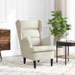 Fotoliu, alb crem, catifea GartenMobel Dekor