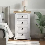 Noptieră cu sertar Alb 53 x 39 x 84 cm Lemn de pin masiv GartenMobel Dekor