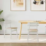 Scaun de sufragerie 2 pcs Alb și maro Lemn Solid de Cauciuc GartenMobel Dekor