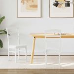 Scaun de sufragerie 2 pcs Alb Lemn Solid de Cauciuc GartenMobel Dekor