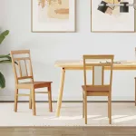 Scaun de sufragerie 2 pcs natural Lemn Solid de Cauciuc GartenMobel Dekor