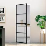 Ușă Interioară Neagră 76x201,5 cm din Sticlă Termoizolantă și Aluminiu Subțire GartenMobel Dekor