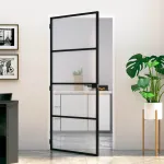 Ușă Interioară Neagră 76x201,5 cm din Sticlă Termoizolantă și Aluminiu Subțire GartenMobel Dekor