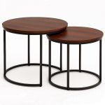 Set 2 masute cafea suprapozabile, MDF si metal, design modern, 60 cm si 50 cm, maro si negru Household NewTrend