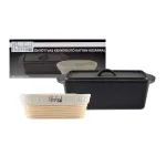 Formă de copt pâine din fontă 35 × 13,5 × 11 cm, cu coș de dospire din ratan Handy KitchenServ