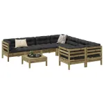 Set canapea de grădină cu perne, 9 piese, lemn de pin tratat GartenMobel Dekor