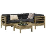 Set mobilier de grădină cu perne, 5 piese, lemn de pin tratat GartenMobel Dekor