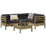 Set mobilier de grădină cu perne, 5 piese, lemn de pin tratat GartenMobel Dekor