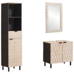 Seturi de baie cu sertar Finisaj Alb Spălat Lemn de mango solid GartenMobel Dekor