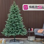 Brad artificial Sersimo, Scandinavia, verde cu varfuri argintii, integral 3D, 210 cm Household NewTrend