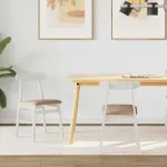 Scaun de sufragerie 2 pcs Alb și maro Lemn Solid de Cauciuc GartenMobel Dekor