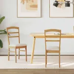 Scaun de sufragerie 2 pcs Natural și deschis GartenMobel Dekor