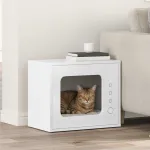 Casa pentru pisici Alb Lucios 51 x 30 x 42 cm Lemn compozit GartenMobel Dekor