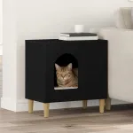 Casa pentru pisici Negru 51 x 30 x 52 cm Lemn compozit GartenMobel Dekor