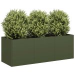 Jardinieră verde măsline 120x40x40 cm oțel laminat la rece GartenMobel Dekor