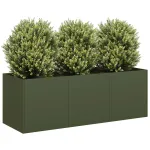 Jardinieră verde măsline 120x40x40 cm oțel laminat la rece GartenMobel Dekor