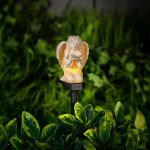 Îngeraș solar cu fluture – lumină LED alb cald – rășină – 42 × 11 × 6,5 cm Best CarHome