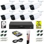 Sistem supraveghere Dahua cu functii inteligente, 8 camere 4K 8MP, lentila 3.6mm, IR 80m, DVR WizSense, Accesorii incluse SafetyGuard Surveillance