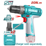 TOTAL - MASINA DE GAURIT CU ACUMULATOR 12V/LED LI-ION (2 ACUMULATORI 1.5Ah) PowerTool TopQuality