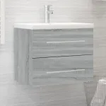 Dulap de chiuvetă cu bazin încorporat gri sonoma lemn prelucrat GartenMobel Dekor