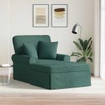 Chaise Lounge cu fustă Verde închis 91 x 157 x 91 cm țesătură GartenMobel Dekor