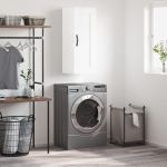 Dulap de perete, alb extralucios, 34,5x34x90 cm, lemn prelucrat GartenMobel Dekor