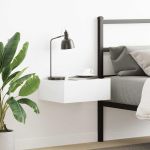 Noptieră suspendată alb extralucios 40x30x15 cm lemn prelucrat GartenMobel Dekor