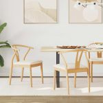 Scaun de sufragerie 2 pcs Natural și deschis GartenMobel Dekor